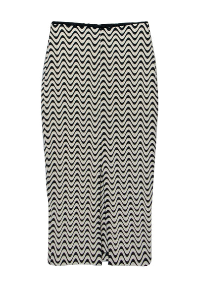 Current Boutique-Yigal Azrouel - Black & White Wavy Ribbed Knit Skirt Sz 2