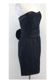 Current Boutique-Yigal Azrouel - Dark Teal & Black Print Strapless Dress Sz 4