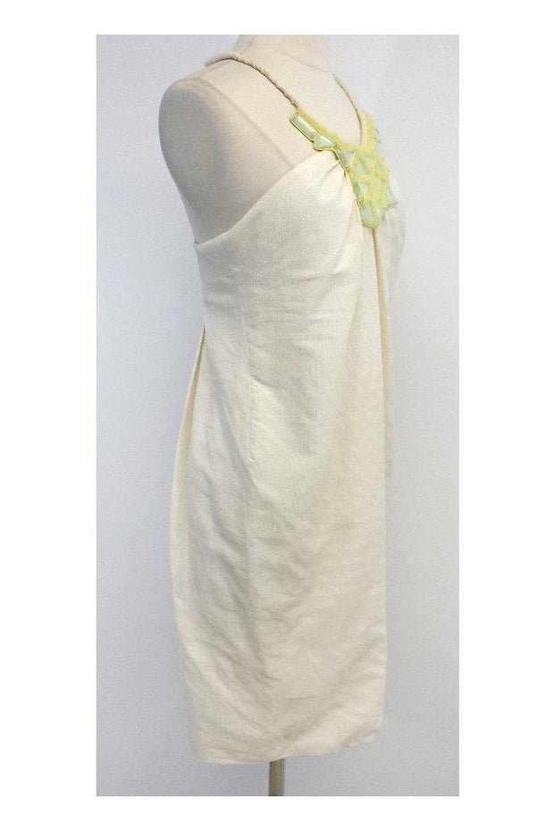 Current Boutique-Yigal Azrouel - Ivory Cotton & Silk Blend Sleeveless Shift Dress Sz 6