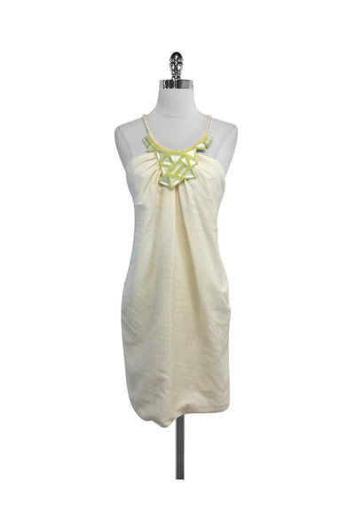 Current Boutique-Yigal Azrouel - Ivory Cotton & Silk Blend Sleeveless Shift Dress Sz 6