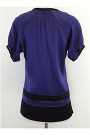 Current Boutique-Yigal Azrouel - Purple & Black Silk Short Sleeve Top Sz S