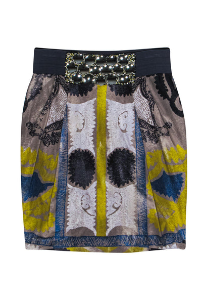 Current Boutique-Yigal Azrouel - Silk Printed Miniskirt w/ Mirror Belt Sz 2