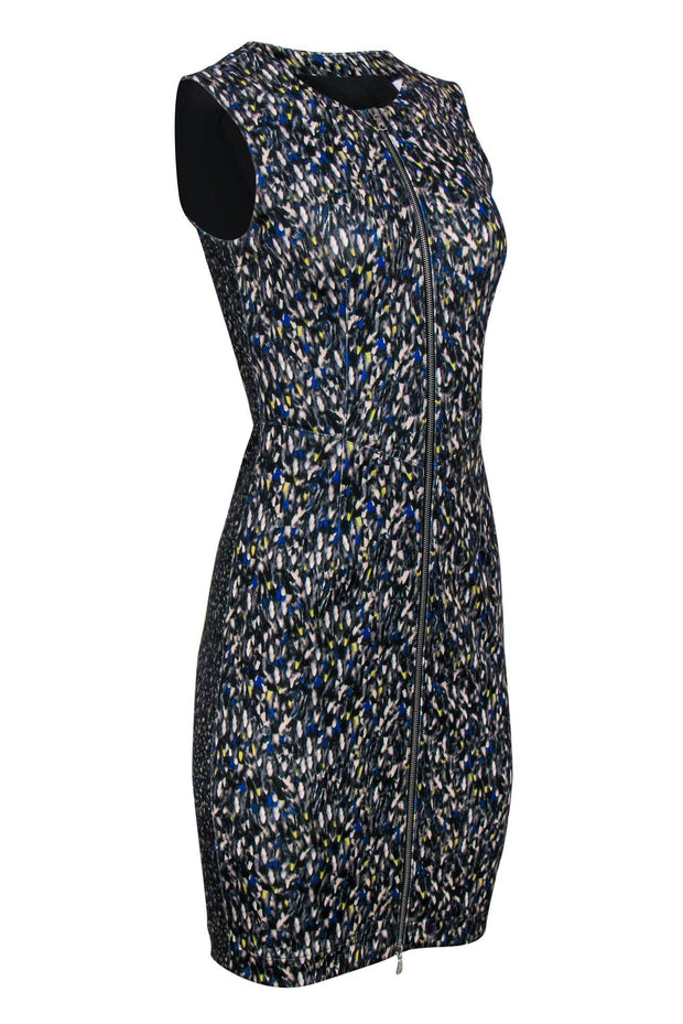 Current Boutique-Yigal Azrouel - Speckled Multi Print Zippered Sheath Dress Sz S