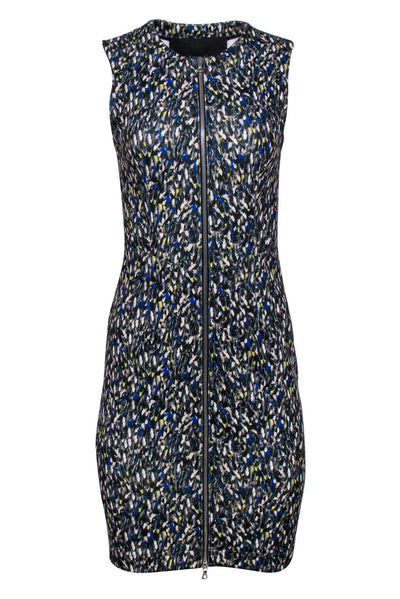 Current Boutique-Yigal Azrouel - Speckled Multi Print Zippered Sheath Dress Sz S