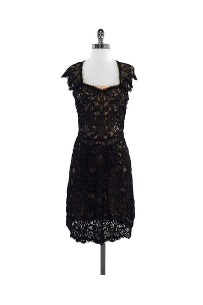 Current Boutique-Yoana Baraschi - Black & Nude Lace Overlay Dress Sz 8