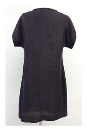 Current Boutique-Yoana Baraschi - Black Short Sleeve Beaded Floral Dress Sz M