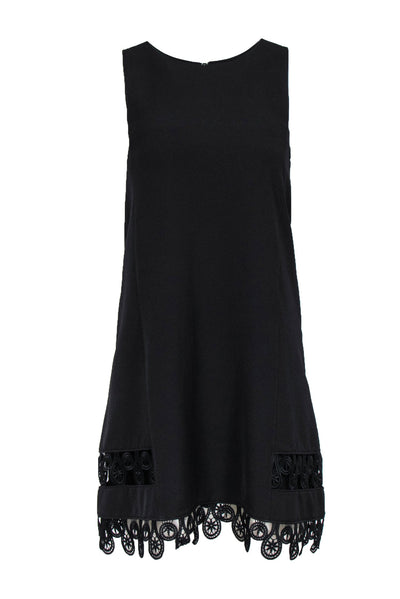 Current Boutique-Yoana Baraschi - Black Sleeveless Midi Dress w/ Lace Trim Hem Sz XS