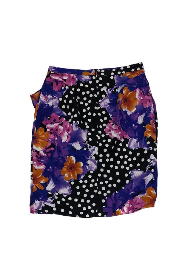 Current Boutique-Yoana Baraschi - Floral Print & Polka Dot Skirt Sz 0