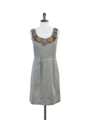 Current Boutique-Yoana Baraschi - Grey Floral Embellished Neckline Dress Sz 0