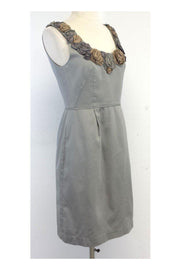 Current Boutique-Yoana Baraschi - Grey Floral Embellished Neckline Dress Sz 4