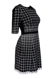 Current Boutique-Yoana Baraschi - Grey Grid Pattern Pleated Dress Sz 4