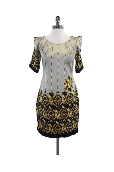 Current Boutique-Yoana Baraschi - Jewel Print Short Sleeve Silk Dress Sz 2