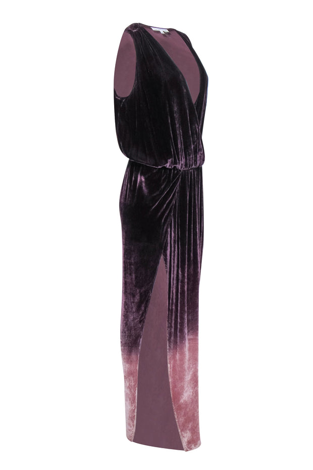Current Boutique-Young Fabulous & Broke - Purple & Pink Ombre Velvet Sleeveless Gown Sz S