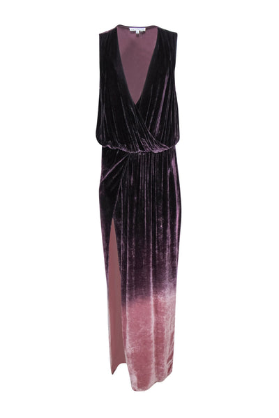 Current Boutique-Young Fabulous & Broke - Purple & Pink Ombre Velvet Sleeveless Gown Sz S
