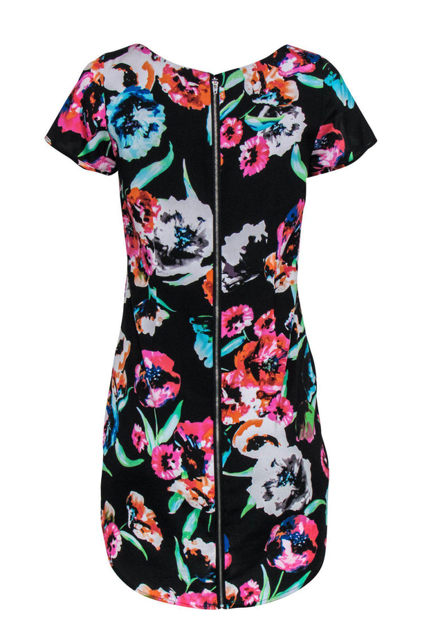 Current Boutique-Yumi Kim - Black Floral Fitted Boat Neck Dress Sz S