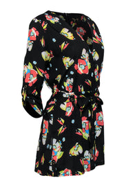 Current Boutique-Yumi Kim - Black Floral Print Long Sleeve Belted Romper Sz M