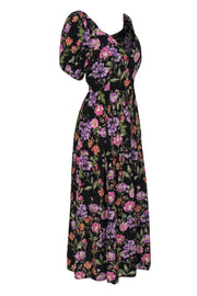 Current Boutique-Yumi Kim - Black Floral Print Puff Sleeve "Rhonda" Maxi Dress Sz XL