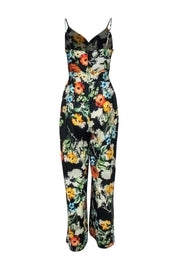 Current Boutique-Yumi Kim - Black & Multicolor Floral Print Sleeveless Wide Leg "First Class" Jumpsuit Sz M