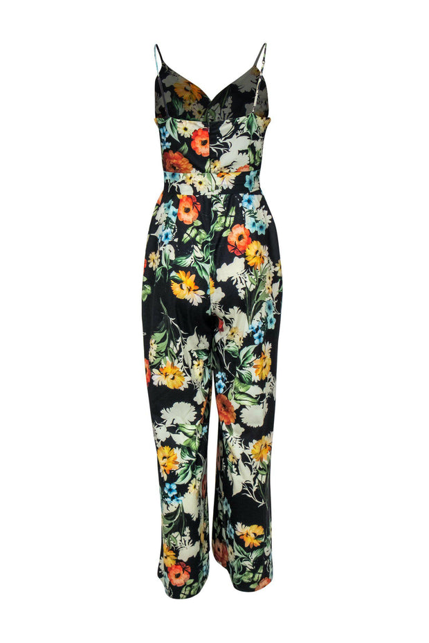 Current Boutique-Yumi Kim - Black & Multicolor Floral Print Sleeveless Wide Leg "First Class" Jumpsuit Sz M