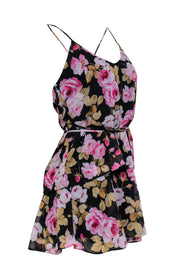 Current Boutique-Yumi Kim - Black & Pink Floral Strappy Sundress Sz M