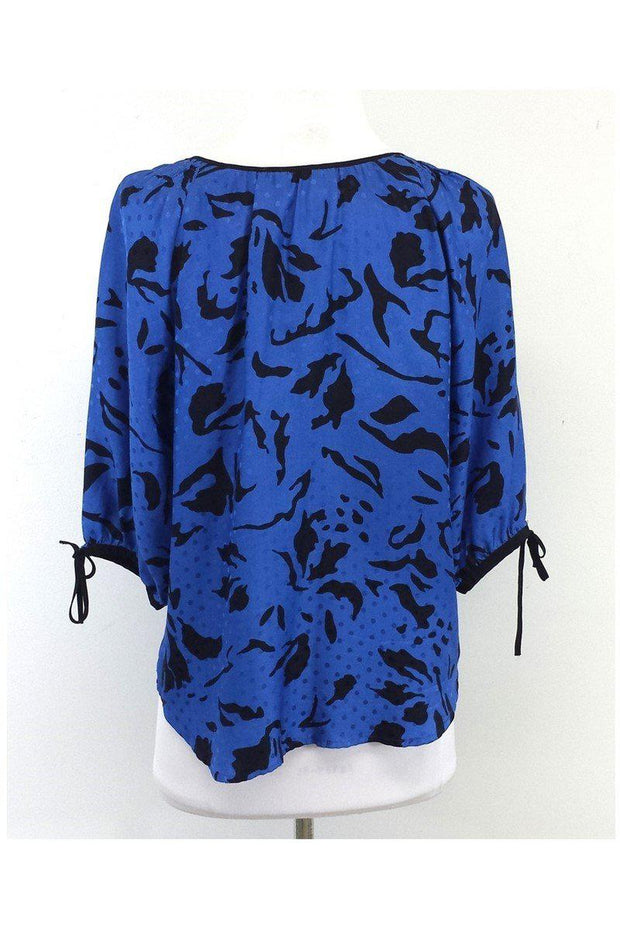 Current Boutique-Yumi Kim - Blue & Black 3/4 Sleeve Silk Blouse Sz XS