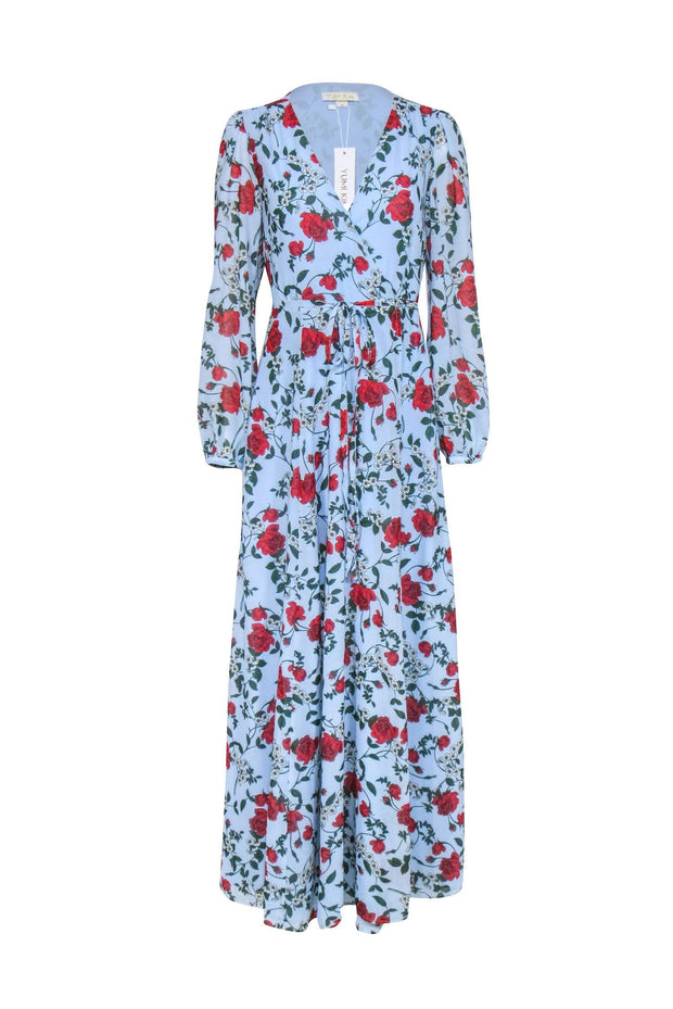 Current Boutique-Yumi Kim - Blue w/ Red & White Floral Print Maxi Dress Sz M