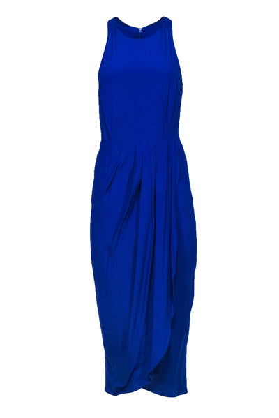 Current Boutique-Yumi Kim - Cobalt Blue Sleeveless High Slit Pleated Maxi Dress Sz S