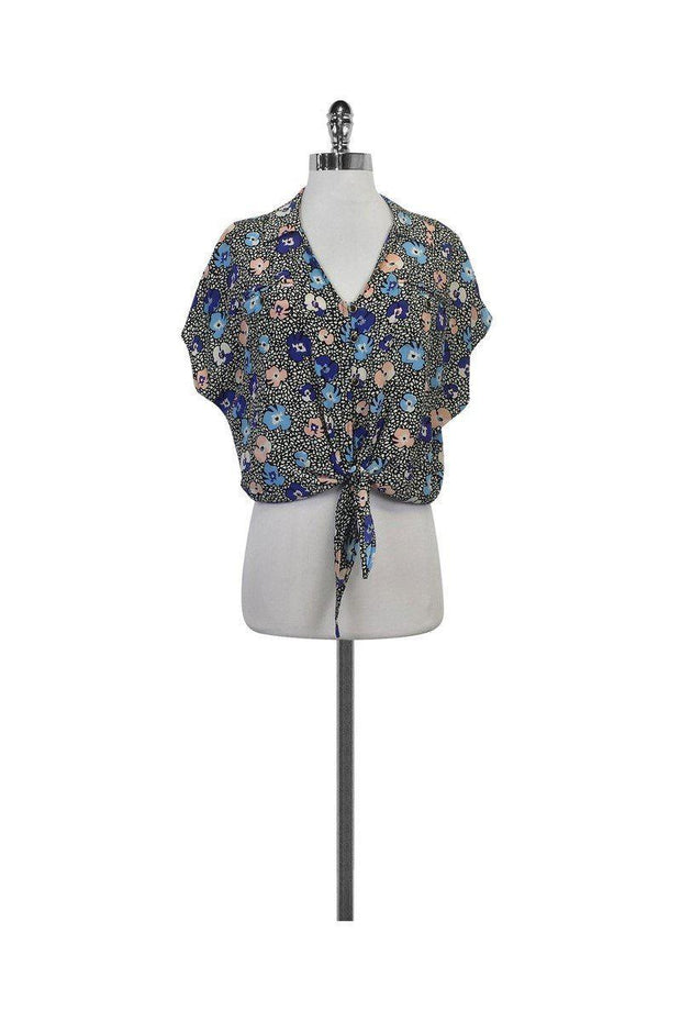 Current Boutique-Yumi Kim - Multicolor Floral Print Tie Front Top Sz S