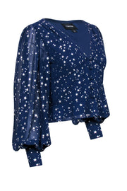 Current Boutique-Yumi Kim - Navy & Silver Star Print Long Sleeve "Jodi" Blouse Sz S