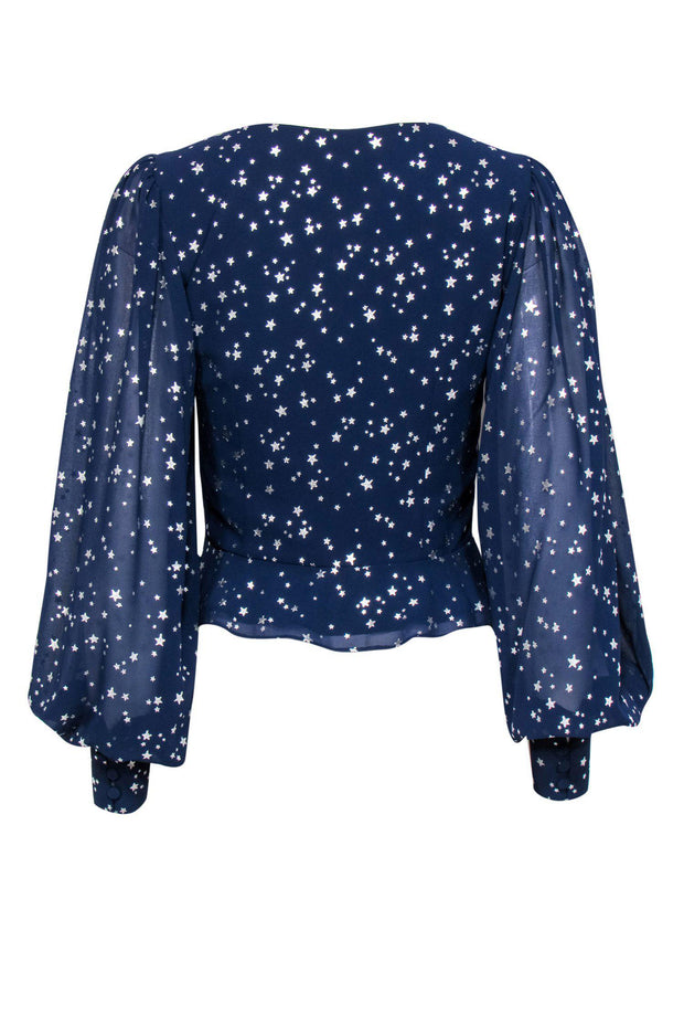 Current Boutique-Yumi Kim - Navy & Silver Star Print Long Sleeve "Jodi" Blouse Sz S