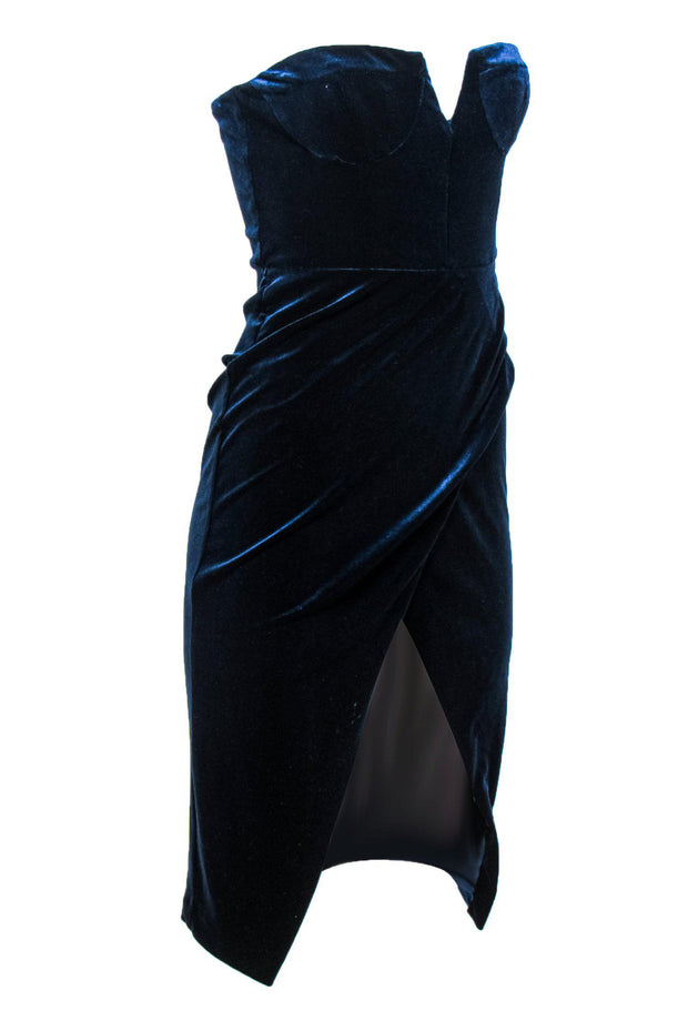 Current Boutique-Yumi Kim - Navy Velvet Strapless Faux Wrap Dress Sz S