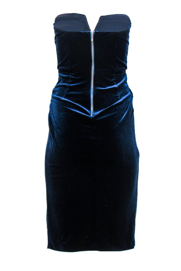 Current Boutique-Yumi Kim - Navy Velvet Strapless Faux Wrap Dress Sz S