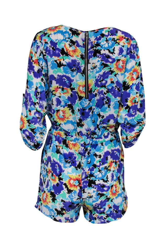 Current Boutique-Yumi Kim - Purple & Blue Floral Print Romper Sz M
