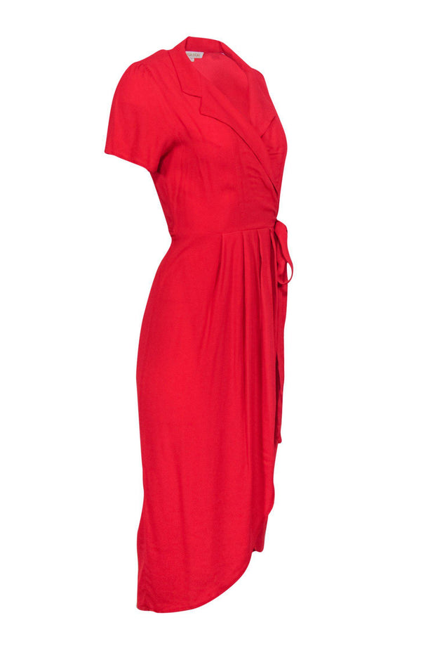 Current Boutique-Yumi Kim - Red Short Sleeved Midi Wrap Dress w/ Waist Tie