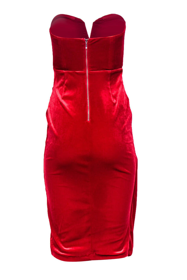 Current Boutique-Yumi Kim - Red Velvet Strapless Faux Wrap Dress Sz S