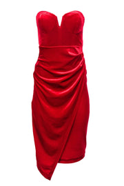 Current Boutique-Yumi Kim - Red Velvet Strapless Faux Wrap Dress Sz S