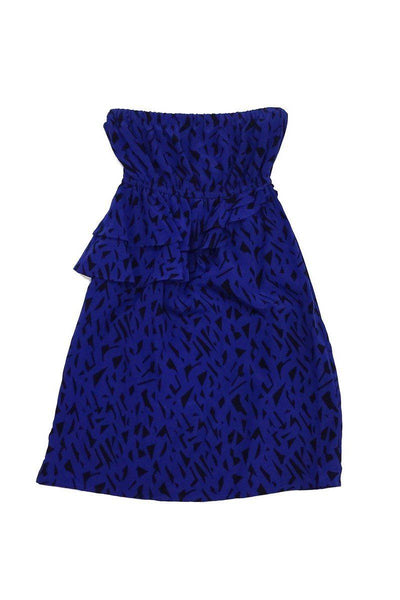 Current Boutique-Yumi Kim - Royal Blue & Black Tiered Strapless Dress Sz XS