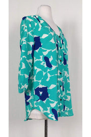 Current Boutique-Yumi Kim - Teal Blue Patterned Blouse Sz S
