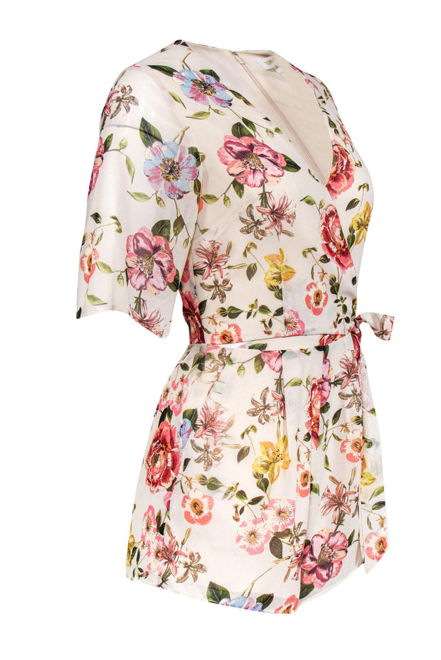 Current Boutique-Yumi Kim - White Floral Wrap-Style Romper Sz XS