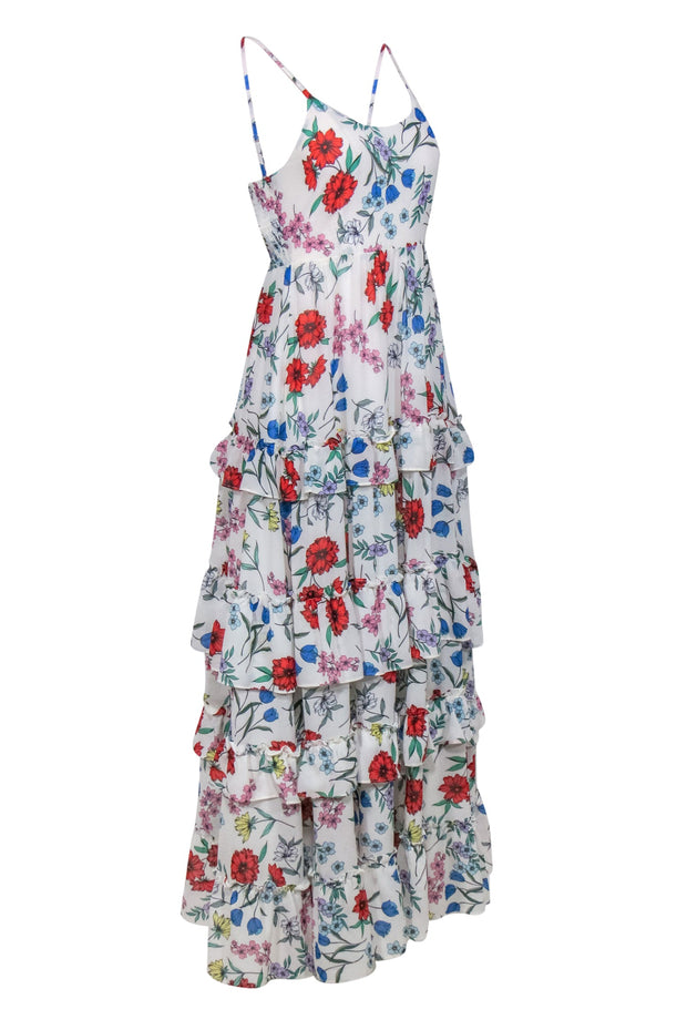 Current Boutique-Yumi Kim - White & Multicolor Floral Print Ruffled Maxi Dress Sz XS