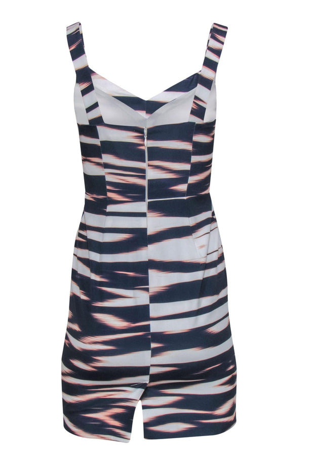 Current Boutique-Yumi Kim - White, Navy & Blush Marbled Sleeveless Sheath Dress w/ Cutout Sz XS