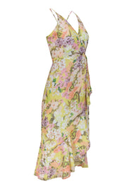 Current Boutique-Yumi Kim - Yellow Pastel Floral Ruffle Wrap Dress Sz M