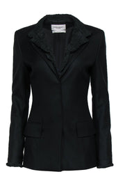Current Boutique-Yves Saint Laurent - Black Crinkled Ruched Wool Jacket Sz 6