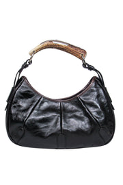 Current Boutique-Yves Saint Laurent - Black Leather Shoulder Bag w/ Antler Handle