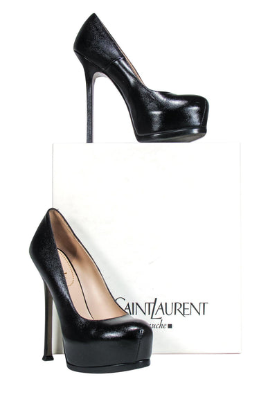 Current Boutique-Yves Saint Laurent - Black Leather Stilettos Sz 8.0