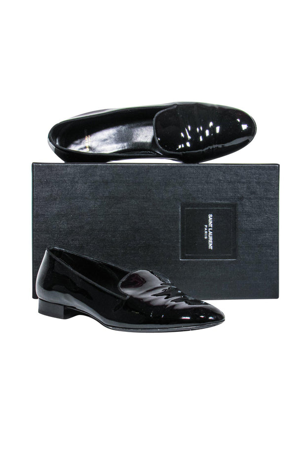 Current Boutique-Yves Saint Laurent - Black Patent Leather Loafers Sz 9