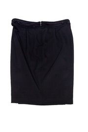 Current Boutique-Yves Saint Laurent - Black Pencil Skirt w/ Buttons Sz 8