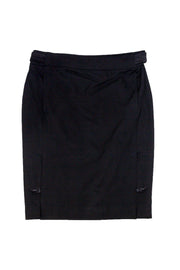 Current Boutique-Yves Saint Laurent - Black Pencil Skirt w/ Buttons Sz 8