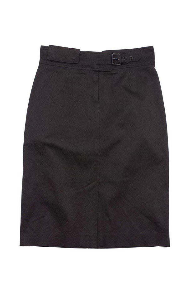 Current Boutique-Yves Saint Laurent - Brown Belted Cotton Blend Skirt Sz 10