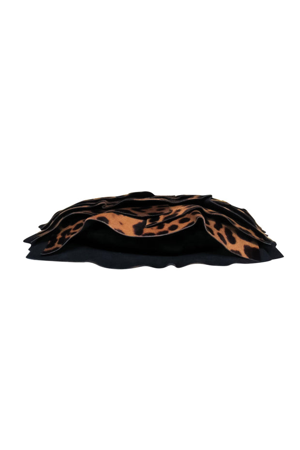 Current Boutique-Yves Saint Laurent - Brown Leopard Print Calf Hair Tiered Shoulder Bag